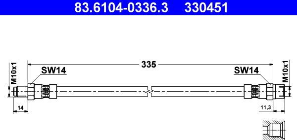 ATE 83.6104-0336.3 - Bremžu šļūtene ps1.lv