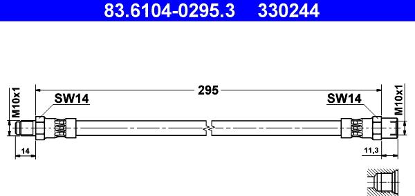 ATE 83.6104-0295.3 - Bremžu šļūtene ps1.lv