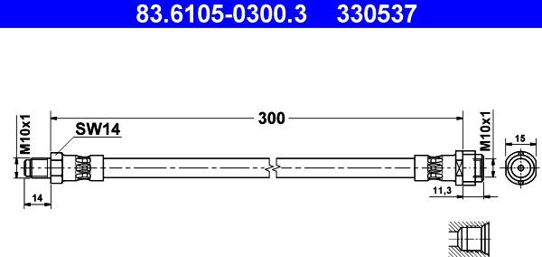 ATE 83.6105-0300.3 - Bremžu šļūtene ps1.lv