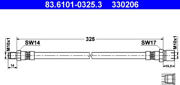 ATE 83.6101-0325.3 - Bremžu šļūtene ps1.lv