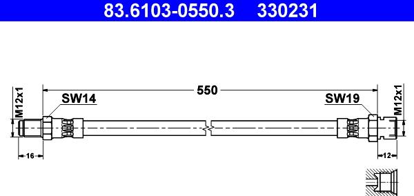 ATE 83.6103-0550.3 - Bremžu šļūtene ps1.lv