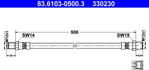 ATE 83.6103-0500.3 - Bremžu šļūtene ps1.lv