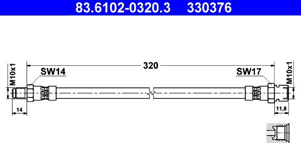 ATE 83.6102-0320.3 - Bremžu šļūtene ps1.lv