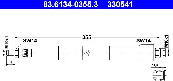 ATE 83.6134-0355.3 - Bremžu šļūtene ps1.lv