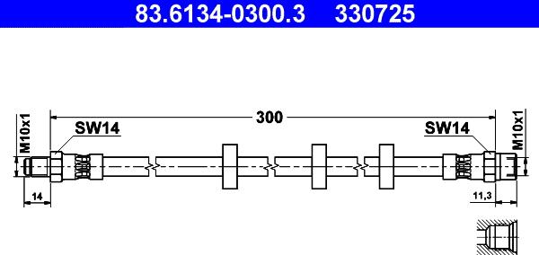 ATE 83.6134-0300.3 - Bremžu šļūtene ps1.lv