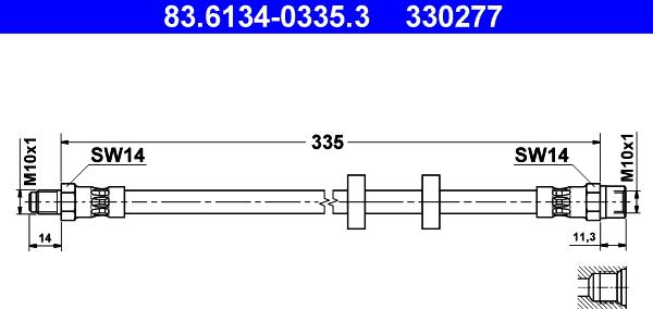 ATE 83.6134-0335.3 - Bremžu šļūtene ps1.lv