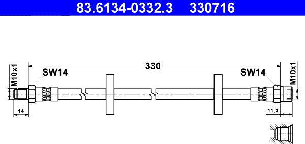 ATE 83.6134-0332.3 - Bremžu šļūtene ps1.lv