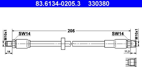 ATE 83.6134-0205.3 - Bremžu šļūtene ps1.lv