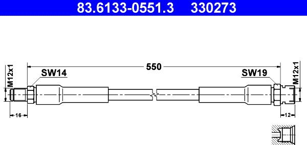 ATE 83.6133-0551.3 - Bremžu šļūtene ps1.lv