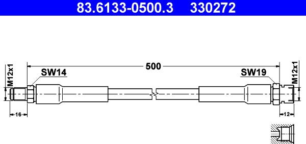 ATE 83.6133-0500.3 - Bremžu šļūtene ps1.lv