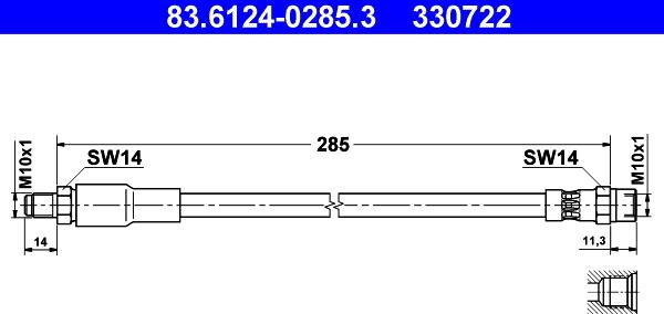 ATE 83.6124-0285.3 - Bremžu šļūtene ps1.lv