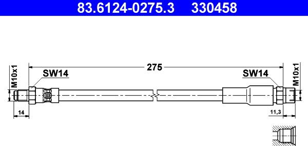 ATE 83.6124-0275.3 - Bremžu šļūtene ps1.lv