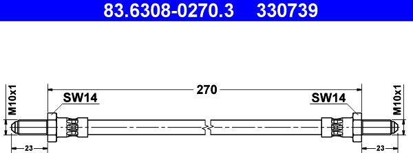 ATE 83.6308-0270.3 - Bremžu šļūtene ps1.lv