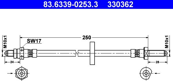 ATE 83.6339-0253.3 - Bremžu šļūtene ps1.lv