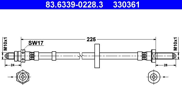 ATE 83.6339-0228.3 - Bremžu šļūtene ps1.lv