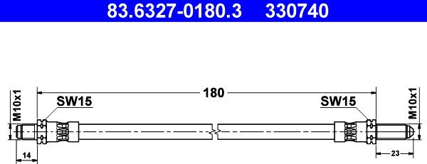 ATE 83.6327-0180.3 - Bremžu šļūtene ps1.lv