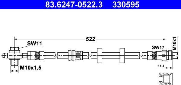 ATE 83.6247-0522.3 - Bremžu šļūtene ps1.lv