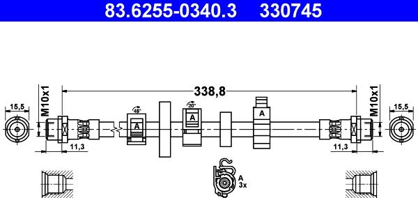 ATE 83.6255-0340.3 - Bremžu šļūtene ps1.lv