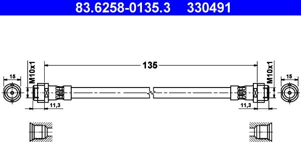 ATE 83.6258-0135.3 - Bremžu šļūtene ps1.lv