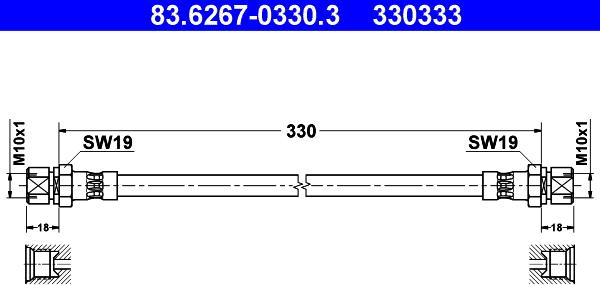 ATE 83.6267-0330.3 - Bremžu šļūtene ps1.lv