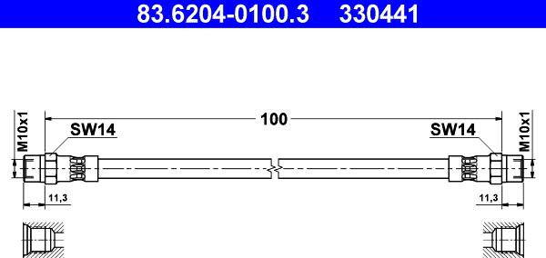 ATE 83.6204-0100.3 - Bremžu šļūtene ps1.lv