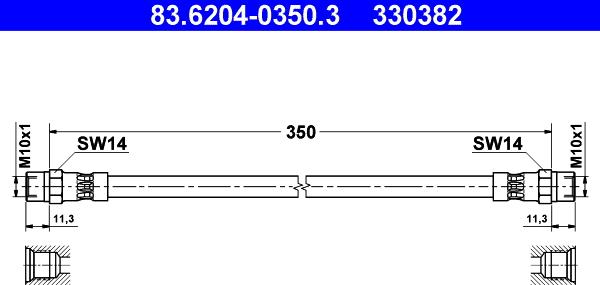 ATE 83.6204-0350.3 - Bremžu šļūtene ps1.lv