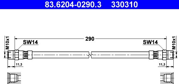 ATE 83.6204-0290.3 - Bremžu šļūtene ps1.lv