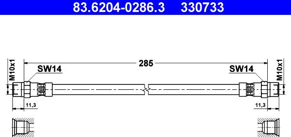 ATE 83.6204-0286.3 - Bremžu šļūtene ps1.lv