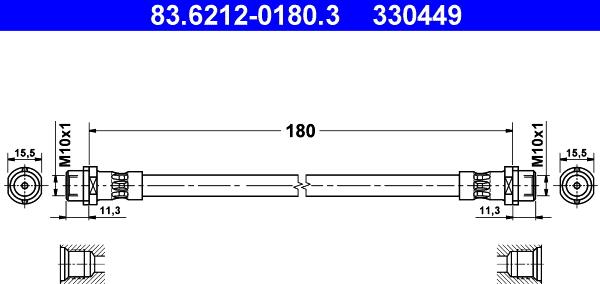 ATE 83.6212-0180.3 - Bremžu šļūtene ps1.lv