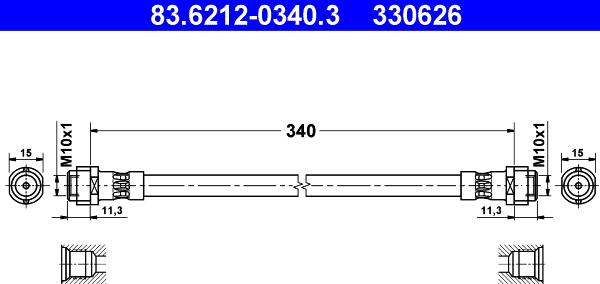 ATE 83.6212-0340.3 - Bremžu šļūtene ps1.lv