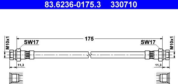 ATE 83.6236-0175.3 - Bremžu šļūtene ps1.lv