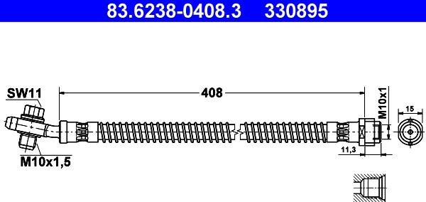 ATE 83.6238-0408.3 - Bremžu šļūtene ps1.lv