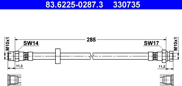 ATE 83.6225-0287.3 - Bremžu šļūtene ps1.lv