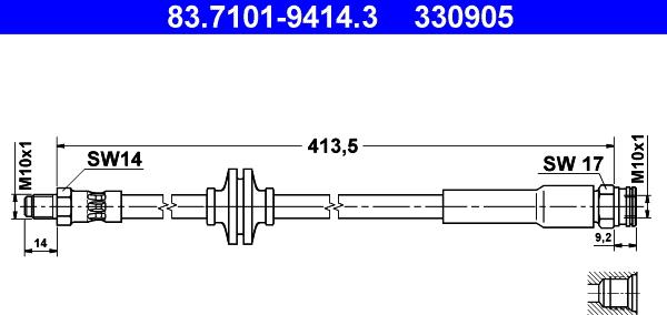 ATE 83.7101-9414.3 - Bremžu šļūtene ps1.lv