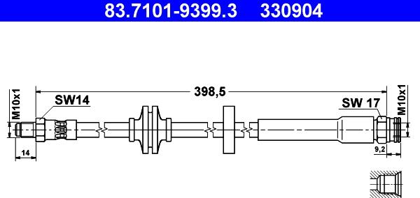 ATE 83.7101-9399.3 - Bremžu šļūtene ps1.lv