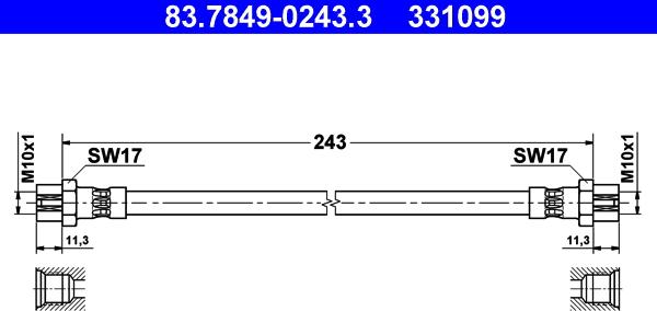 ATE 83.7849-0243.3 - Bremžu šļūtene ps1.lv