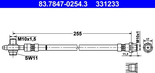 ATE 83.7847-0254.3 - Bremžu šļūtene ps1.lv