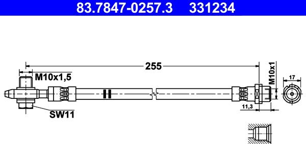 ATE 83.7847-0257.3 - Bremžu šļūtene ps1.lv