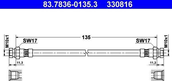 ATE 83.7836-0135.3 - Bremžu šļūtene ps1.lv