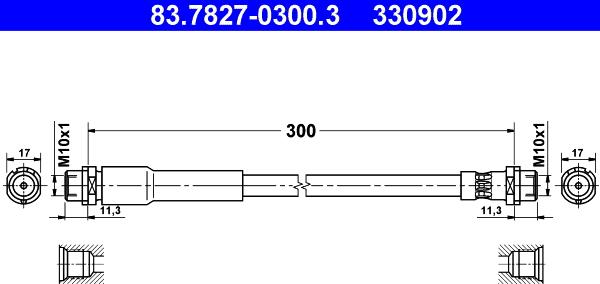 ATE 83.7827-0300.3 - Bremžu šļūtene ps1.lv