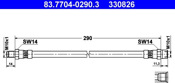 ATE 83.7704-0290.3 - Bremžu šļūtene ps1.lv