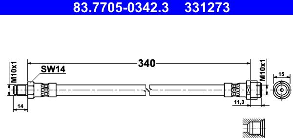 ATE 83.7705-0342.3 - Bremžu šļūtene ps1.lv