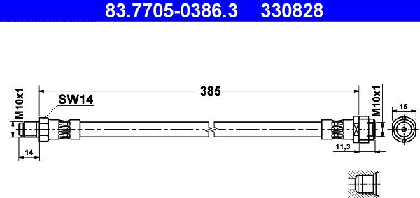 ATE 83.7705-0386.3 - Bremžu šļūtene ps1.lv