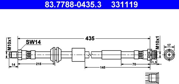 ATE 83.7788-0435.3 - Bremžu šļūtene ps1.lv