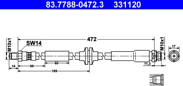 ATE 83.7788-0472.3 - Bremžu šļūtene ps1.lv