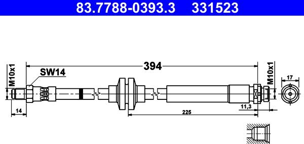 ATE 83.7788-0393.3 - Bremžu šļūtene ps1.lv