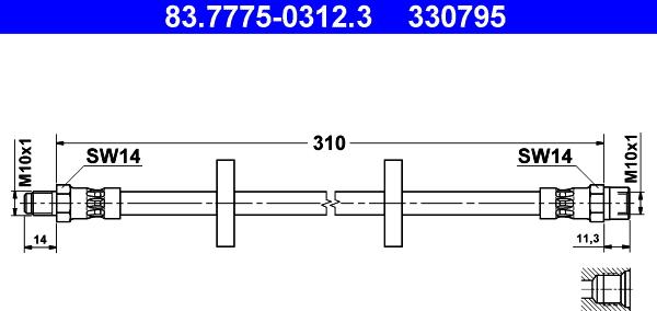 ATE 83.7775-0312.3 - Bremžu šļūtene ps1.lv