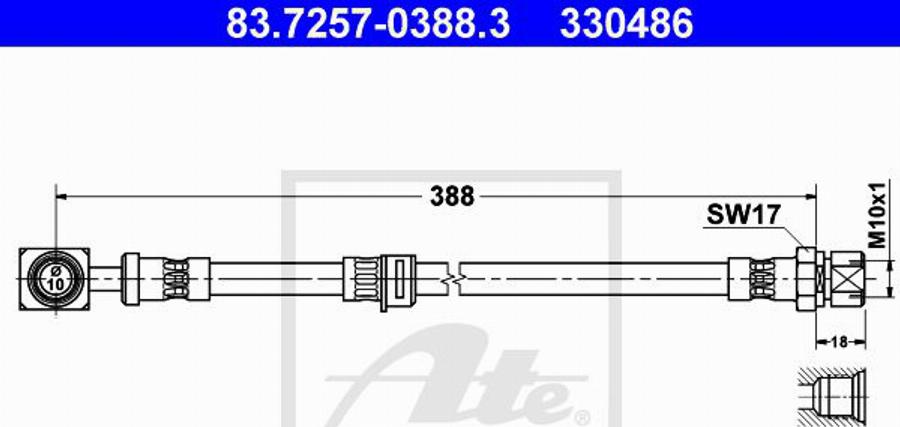 ATE 330486 - Bremžu šļūtene ps1.lv