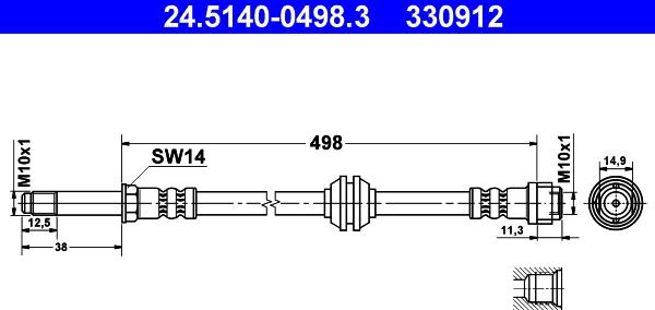 ATE 24.5140-0498.3 - Bremžu šļūtene ps1.lv