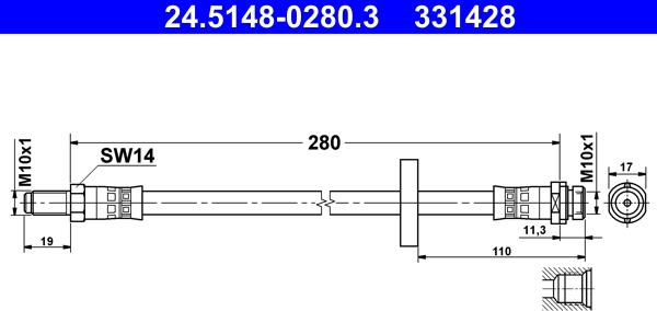 ATE 24.5148-0280.3 - Bremžu šļūtene ps1.lv